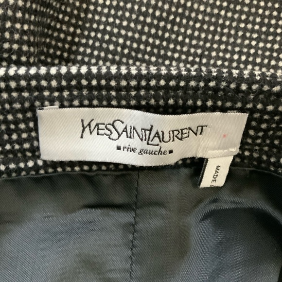 Yves Saint Laurent Rive Gauche Black Cream Wool Cashmere Blend Straight Skirt 38 - Picture 7 of 10